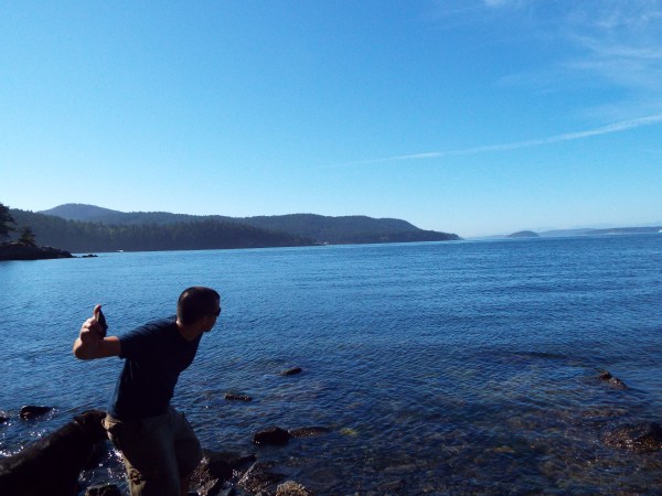 The hubby skipping rocks. 