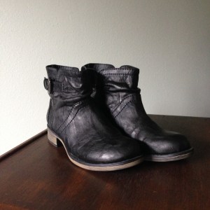 Black moto booties. --Report, gifted from a friend.