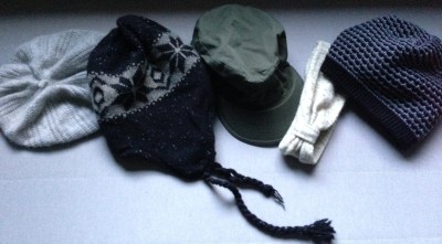 Beanies, cap and a headwrap.